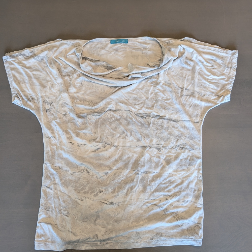 River + Sky Marbled Cream Top
